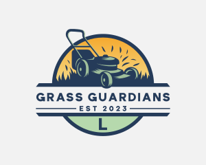 Lawn Mower Grass Landscaping logo design