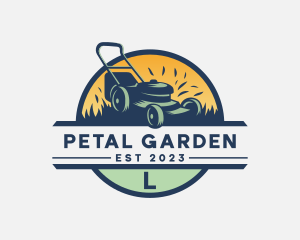 Lawn Mower Grass Landscaping logo design