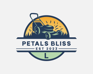 Lawn Mower Grass Landscaping logo design