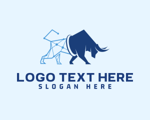 Wireframe Bull Business Logo