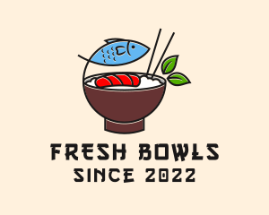 Fish Rice Bowl Food logo design