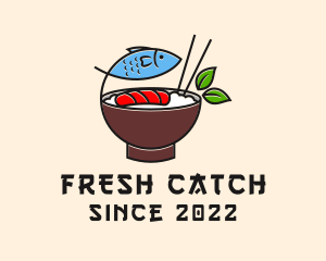 Fish Rice Bowl Food logo design