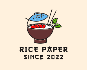 Fish Rice Bowl Food logo design