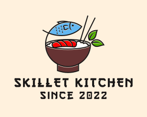 Fish Rice Bowl Food logo design