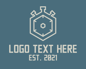 Hexagon Stopwatch Timer logo design