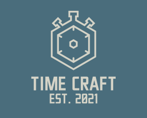 Hexagon Stopwatch Timer logo design