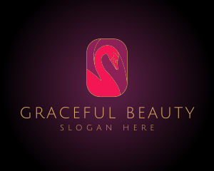 Red Luxury Elegant Swan logo