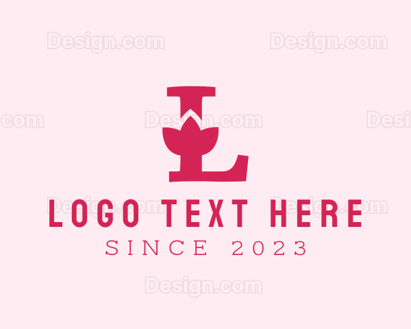 Pink Letter L Flower Logo