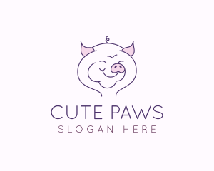 Line Art Pig  logo design