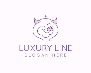 Line Art Pig  logo design