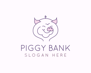 Line Art Pig  logo design