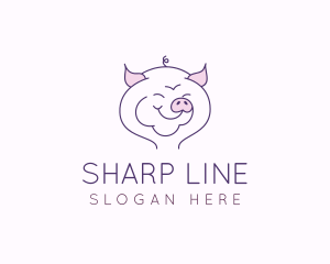 Line Art Pig  logo design