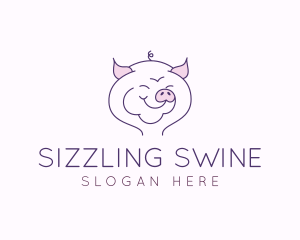 Line Art Pig  logo design