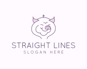 Line Art Pig  logo design