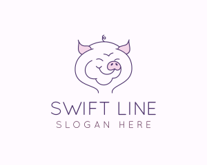 Line Art Pig  logo design