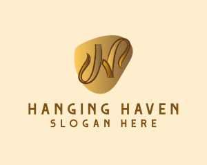 Golden Ribbon Letter H logo design