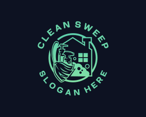 Broom House Cleaning logo design