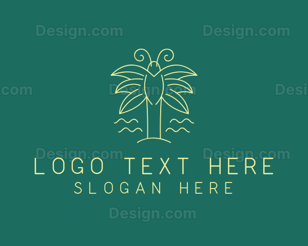 Simple Butterfly Palm Tree Logo