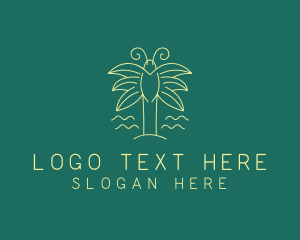 Simple Butterfly Palm Tree logo