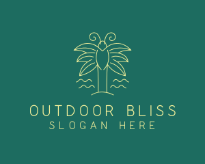 Simple Butterfly Palm Tree logo design