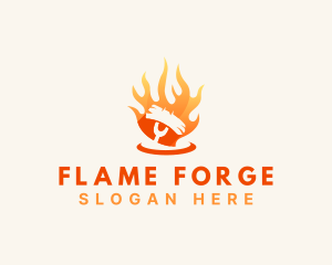 Flame Grill Barbecue logo design