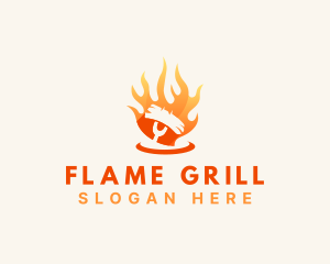 Flame Grill Barbecue logo design