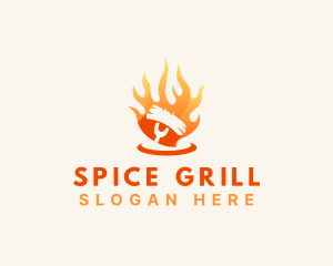 Flame Grill Barbecue logo design