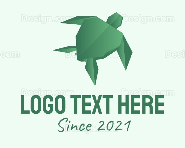 Green Turtle Origami Logo