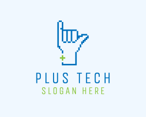 Blue Pixel Shaka Hand logo design