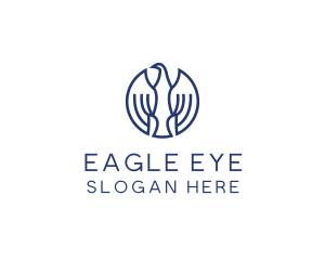 Round Blue Eagle Bird logo