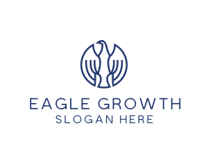 Round Blue Eagle Bird logo design