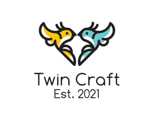 Twin Heart Bird logo design