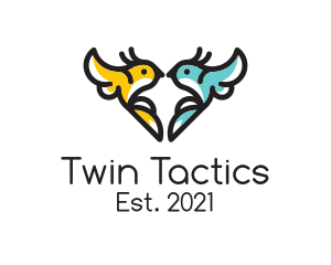 Twin Heart Bird logo design