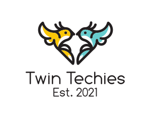 Twin Heart Bird logo design