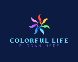 Colorful Swirl Flower Wellness logo design