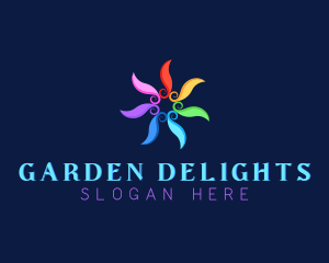 Colorful Swirl Flower Wellness logo design