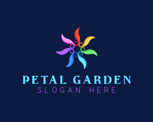 Colorful Swirl Flower Wellness logo design