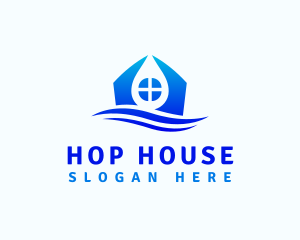 House Water Droplet logo design