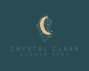 Crescent Moon Crystal Horn logo design