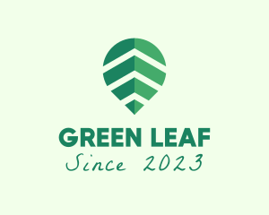 Organic Leaf Location Pin logo design