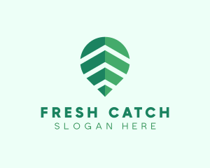 Organic Leaf Location Pin logo design