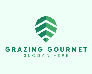 Organic Leaf Location Pin logo design