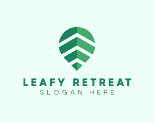 Organic Leaf Location Pin logo design