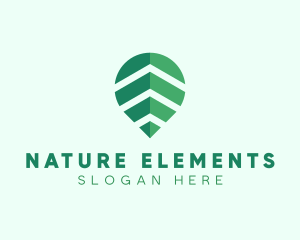 Organic Leaf Location Pin logo design