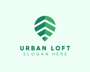 Organic Leaf Location Pin logo design