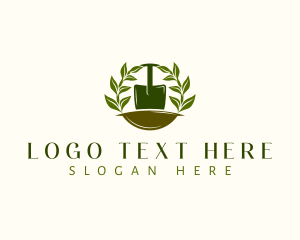 Shovel Plant Leaves  logo design