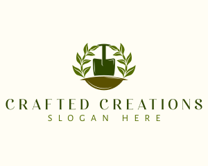 Shovel Plant Leaves  logo design