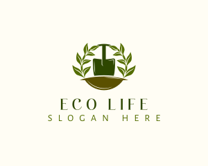 Shovel Plant Leaves  logo design