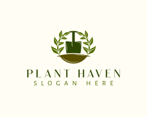 Shovel Plant Leaves  logo design