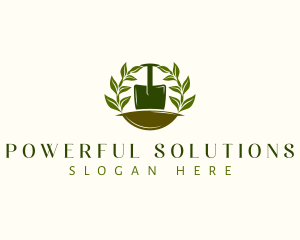 Shovel Plant Leaves  logo design